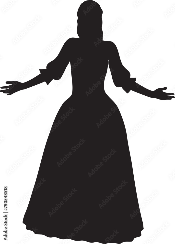 Woman in ball gown silhouette. Detailed silhouette of a woman in ball gown illustration. Woman in ball gown silhouette. Detailed silhouette of a woman in ball gown illustration.