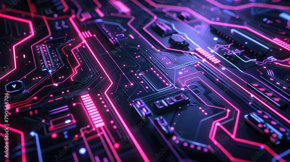 Neon effect modern technology icon on a dark background Neon effect modern technology icon on a dark background