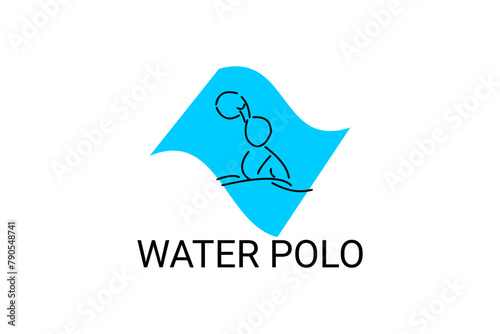 water polo vector line icon. playing water polo. sport pictogram illustration.