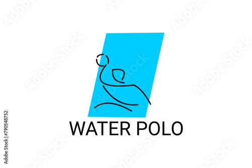 water polo vector line icon. playing water polo. sport pictogram illustration.
