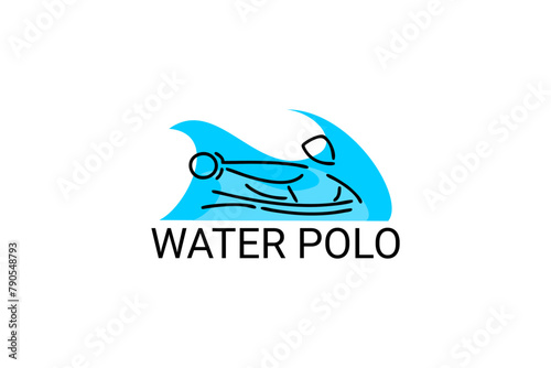 water polo vector line icon. playing water polo. sport pictogram illustration.
