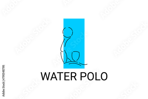 water polo vector line icon. playing water polo. sport pictogram illustration.