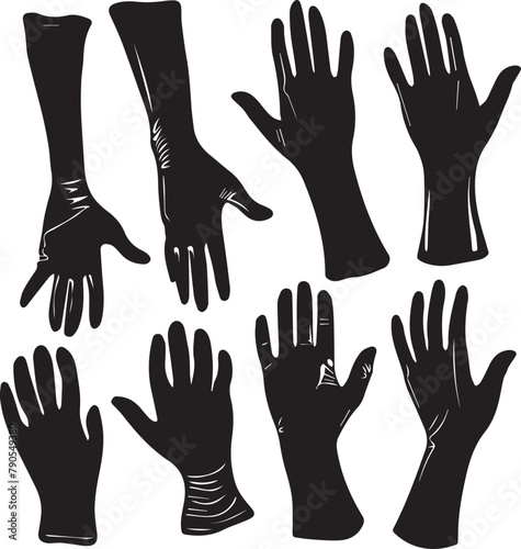 A lot of Hand for designer silhouette vector illustration.