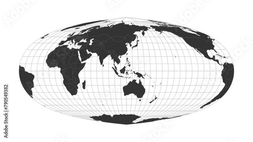 World map. Foucaut's sinusoidal projection. Animated projection. Loopable video. photo