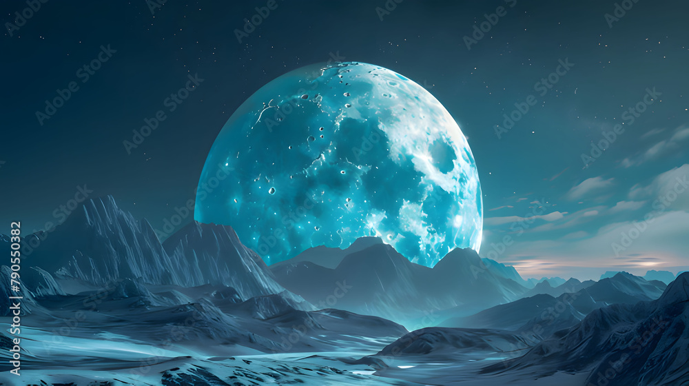 the moon over the mountains. Generative AI