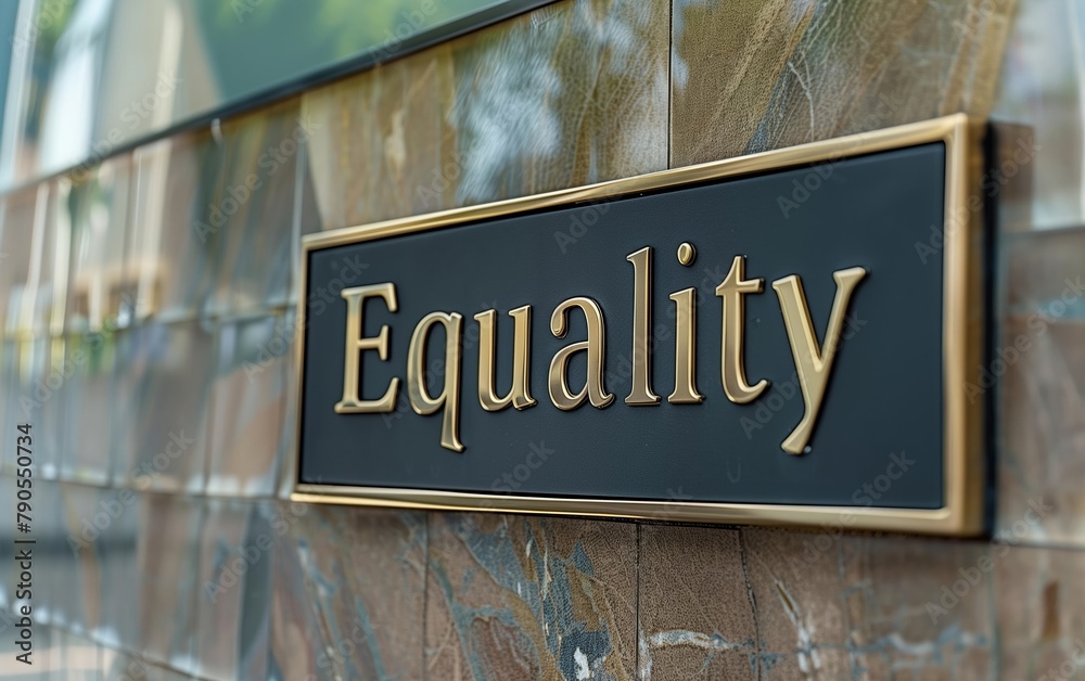 Equality Street Sign Mounted on Wall - Inclusion Themes, Rights Advocacy, Public Spaces Communication - Government, Activism - obrazy, fototapety, plakaty 
