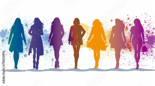 Group of women of different nationalities and cultures  skin colors and hairstyles. Society or population  social diversity. Cartoon characters. Vector illustration in flat design  isolated on white