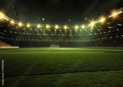 Illuminated Soccer Stadium at Night