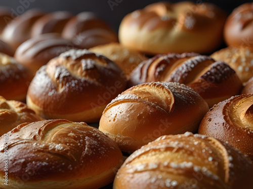 buns with poppy seeds, buns with sesame, buns with sesame seeds, bread with sesame, bread and buns, bread, donuts in a box, donuts on a tray, donuts in the market