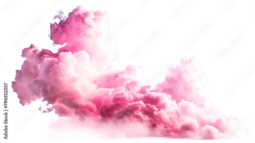 Pink clouds on white background illustration. Banner of beautiful sky