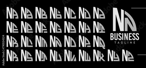 Simple line quadrant circle letter N NN logo design bundle