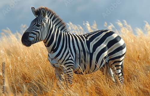 Zebra in Golden Grass