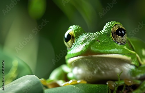 Vivid Green Frog Close-Up