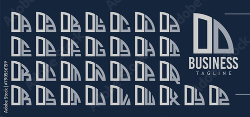 Bundle of abstract quarter circle letter O OO logo, number 0 00 design