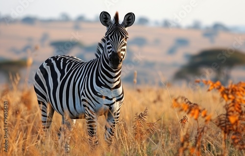 Zebra in Golden Savannah