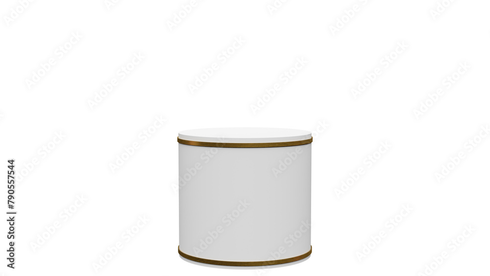 a white container with a gold rim on a white background a white container with a gold rim on a white background
