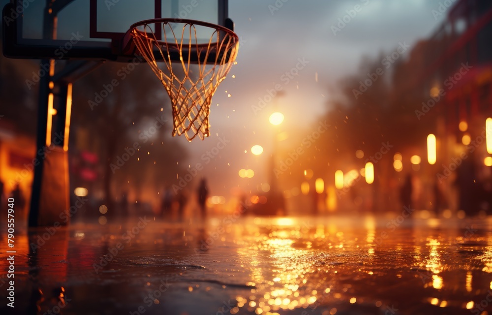 Rainy Evening Basketball Game