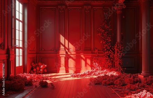 Crimson Bloom: Shadows and Florals