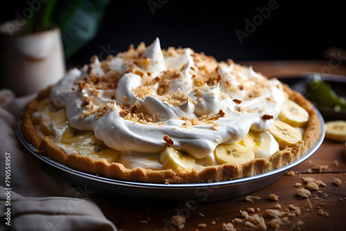Banana Cream Pie, Creamy, banana flavored pie with cream topping