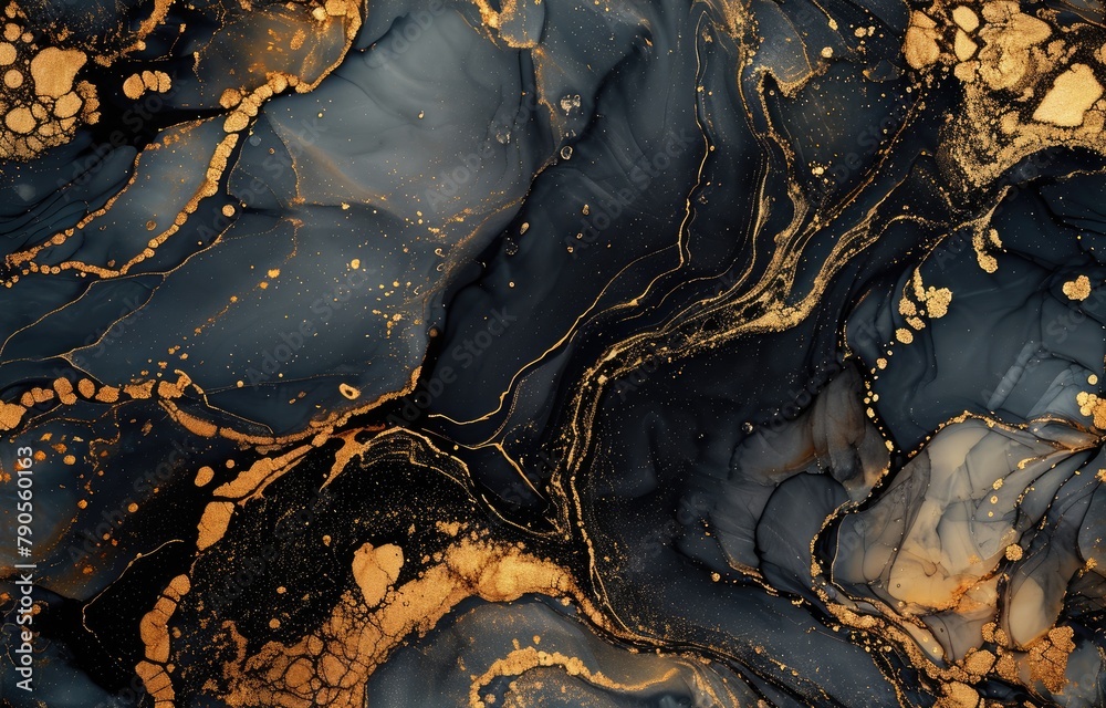 Fototapeta premium Blue and Gold Marble Abstract