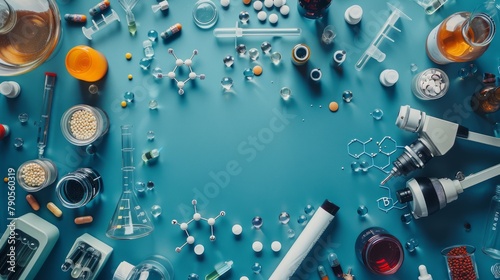 The concept of Science, Technology, Engineering, and Medicine (STEM) Day, top view. with copy space for text
