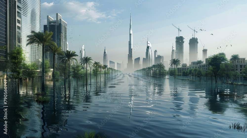 A city with a large building in the middle and a lot of trees A city with a large building in the middle and a lot of trees