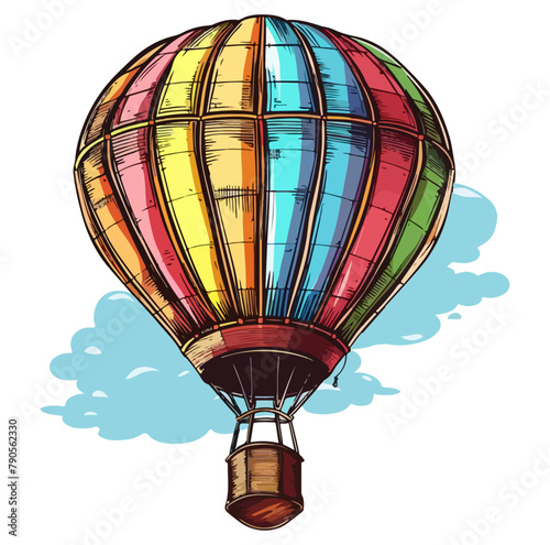 Hot air balloon vintage style illustration