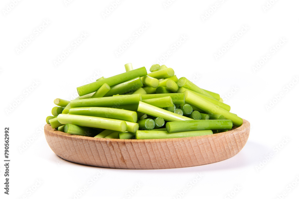 fresh garlic bolt isolated on the white background fresh garlic bolt isolated on the white background