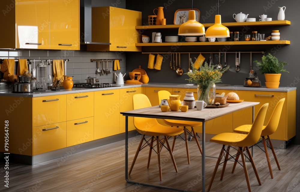Stylish Yellow Kitchen Interior