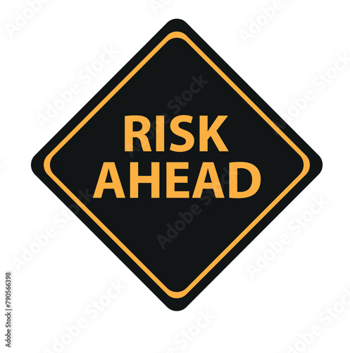yellow road sign as a warning of risk ahead
