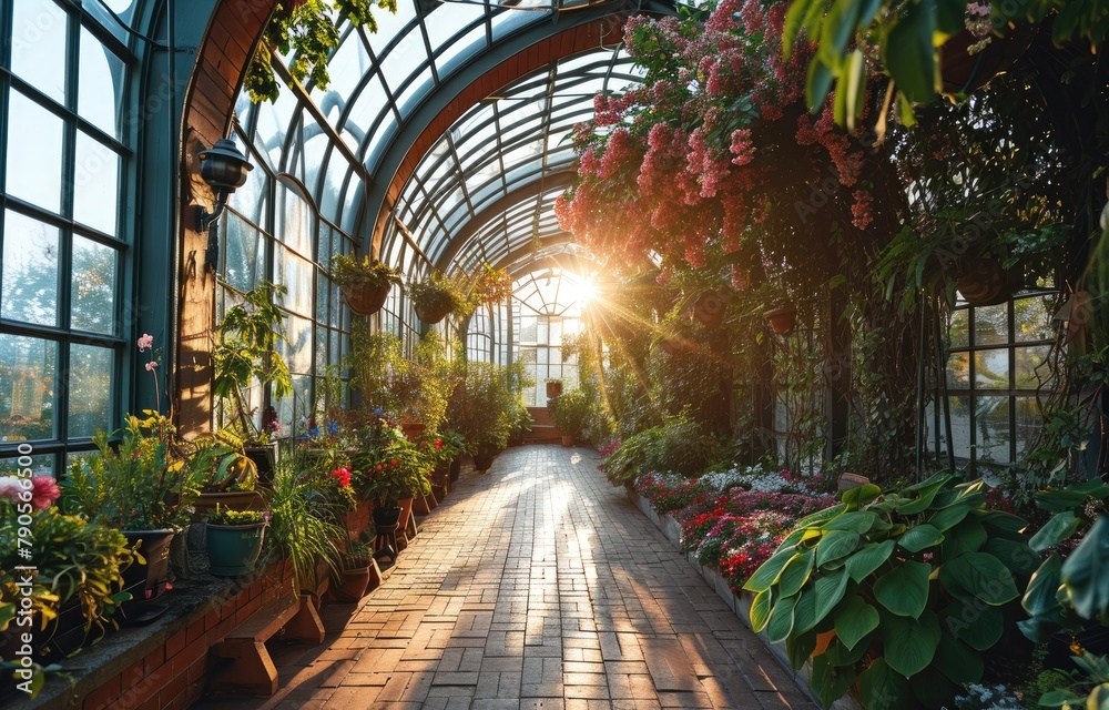 Golden Hour in Lush Botanical Garden