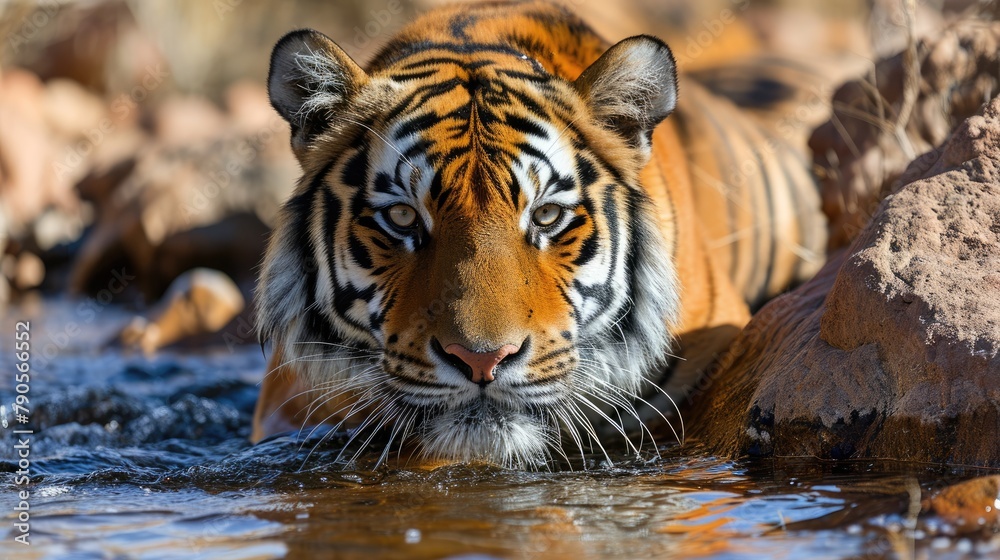 Obraz premium Tiger in Water Close-Up