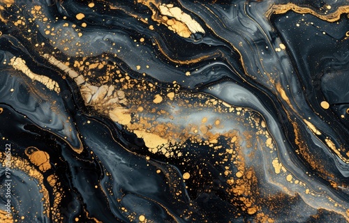 Black and Gold Marble Abstract