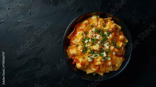 A Top-Down View of a Delectable Serving of Nachos, Drenched in Gooey Cheese Sauce