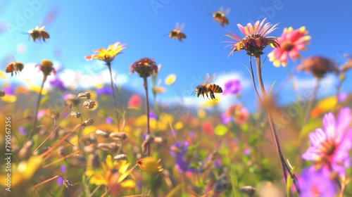 honeybee in the field of flowers © fiza