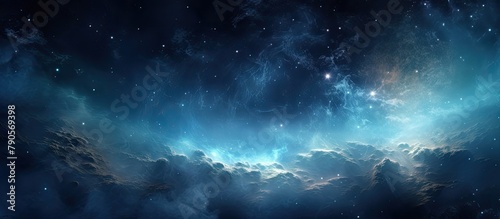 Dark blue sky with stars and clouds