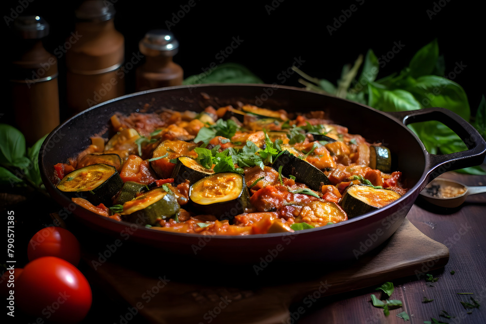 Ratatouille, French stew of eggplant, zucchini, tomatoes