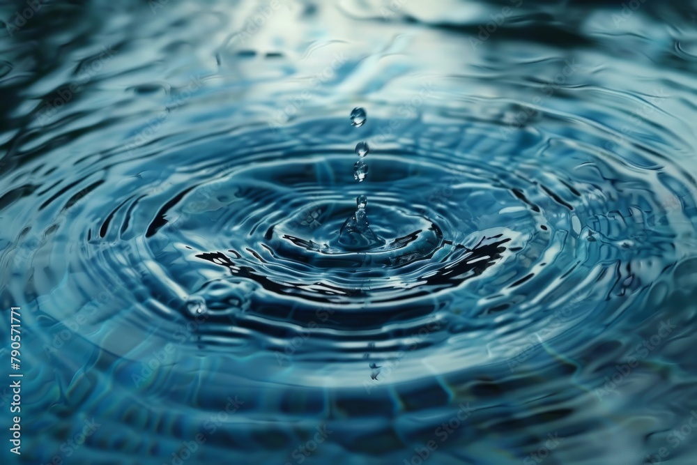 Sequential Water Droplets Impacting Blue Surface Sequential Water Droplets Impacting Blue Surface