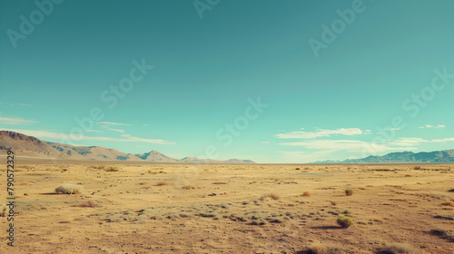 Panoramic view of the rocky desert the background is the sky.