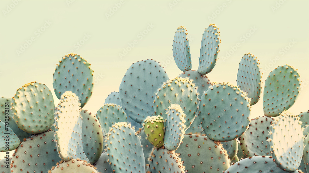 Cluster of blue-green opuntia cacti. Cluster of blue-green opuntia cacti.