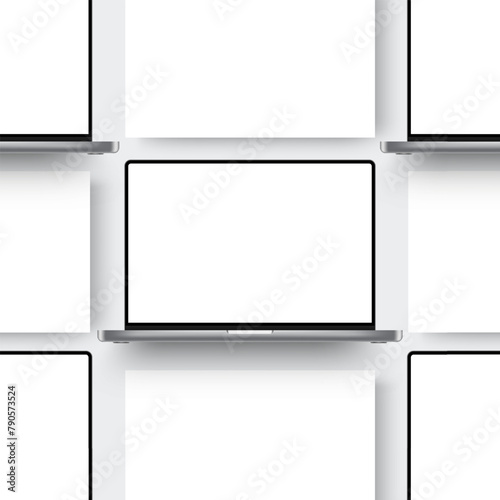 Laptops With Blank Web Screens Mockups. Template For Showcasing Web-Sites Screenshots. Vector Illustration