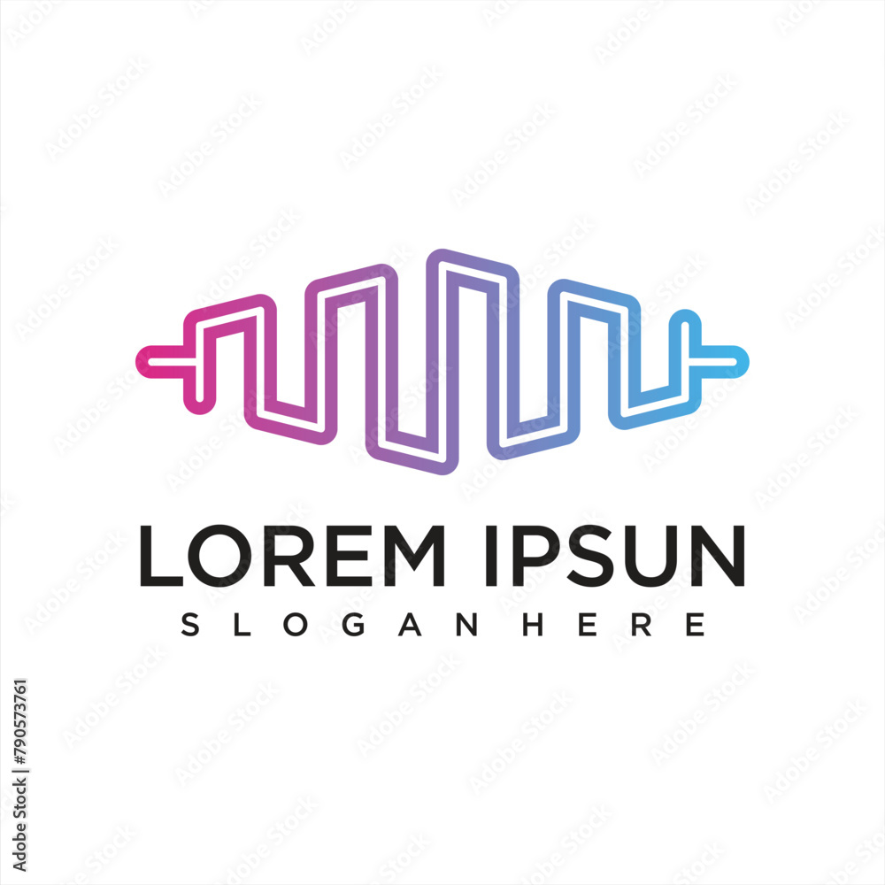 Fototapeta premium music player element. logo template electronic music, equalizer, store, DJ music, nightclub, disco. audio wave logo concept, multimedia technology themed, abstract shape