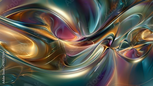 Golden Fluid Symphony: Contemporary Elegance in Abstract Digital Fusion