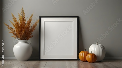 Single ISO A1 frame mockup, reflective glass, mockup poster on the wall of living room. Interior mockup. Apartment background. Modern interior design. 3D render