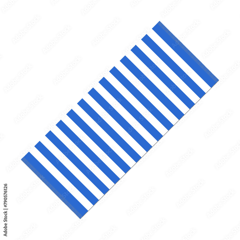 Beach Towel with Blue Striped Design Isolated on White Beach Towel with Blue Striped Design Isolated on White