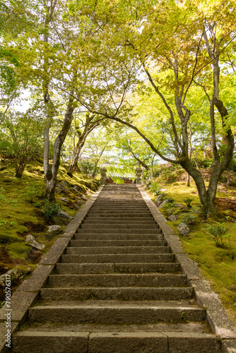 Obraz na płótnie Stone stairs approach to Jojakko-ji temple in Kyoto, Japan w salonie