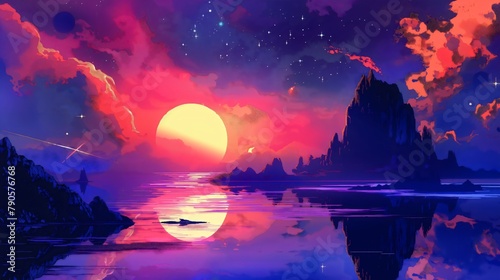 Pixel landscape sunset