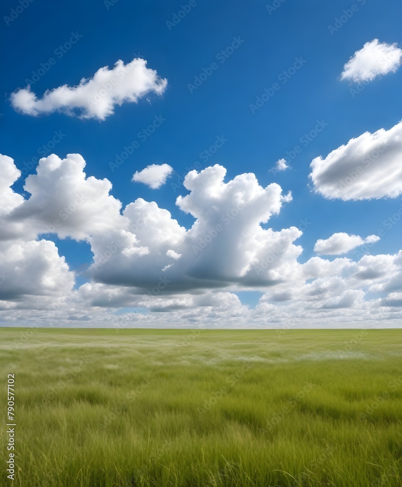 A wide open grassy field with a blue sky and wispy clouds above A wide open grassy field with a blue sky and wispy clouds above