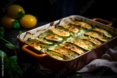 Zucchini Casserole, Baked dish, sliced zucchini, cheese