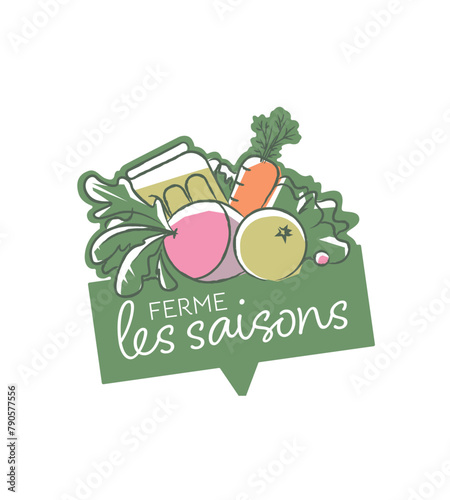 éléments graphiques pour épicerie, vente de fruits et légumes en direct, à la ferme, circuit court, local, marché, camion, locavore, maraîcher, charte graphique, logotype, identité visuelle, étiquette